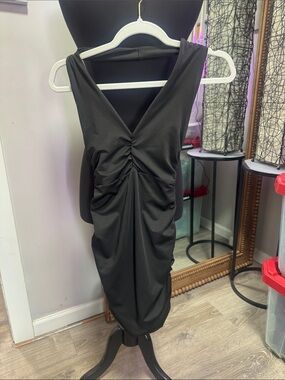 SHEIN Black One-Shoulder Ruched Bodycon Dress